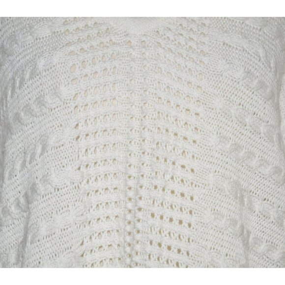 Cabi Fiesta Fringe Sweater Small Boxy Poncho Boho Coastal Beachy Half Sleeves - Picture 3 of 10